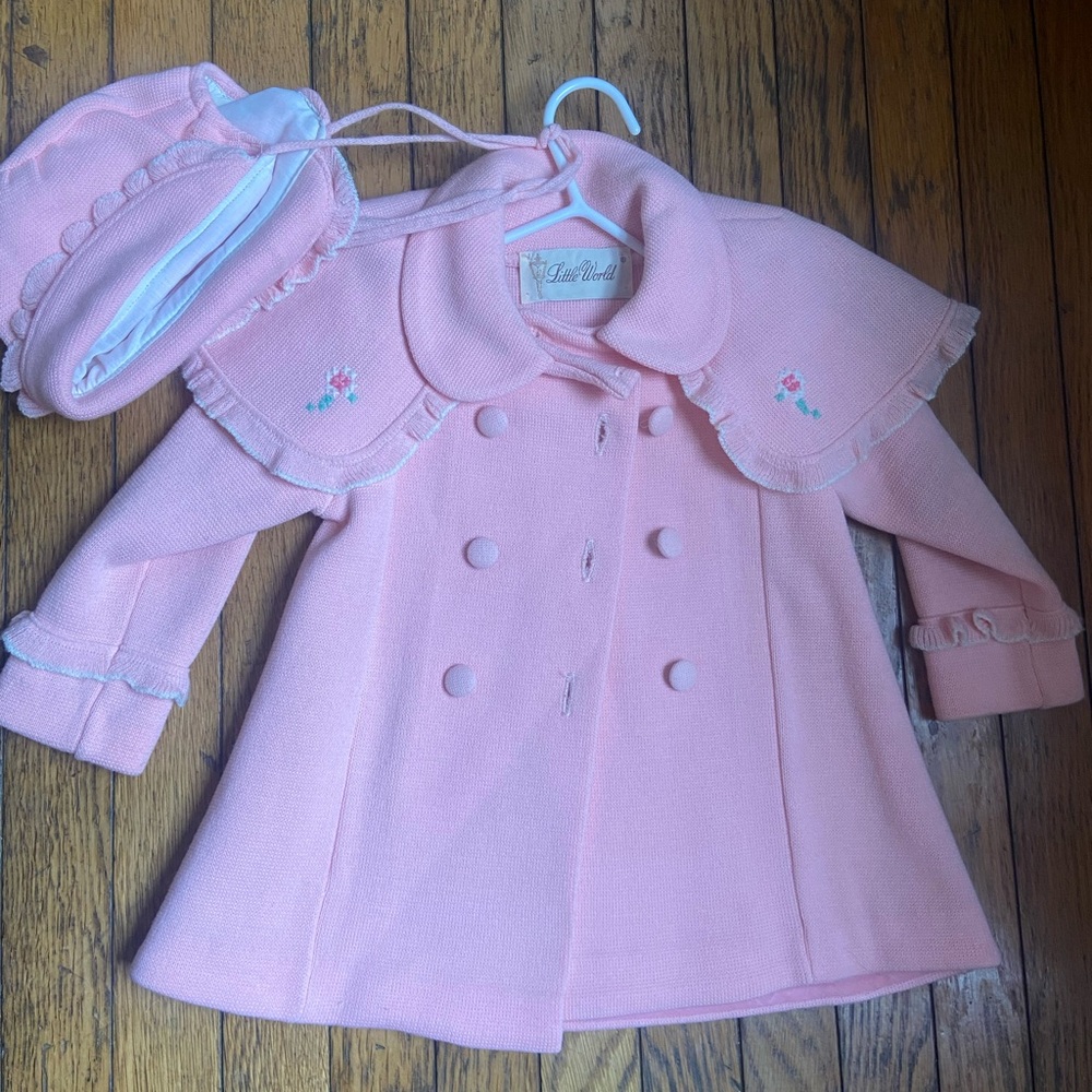 Vintage Pink  Coat with Hat Set